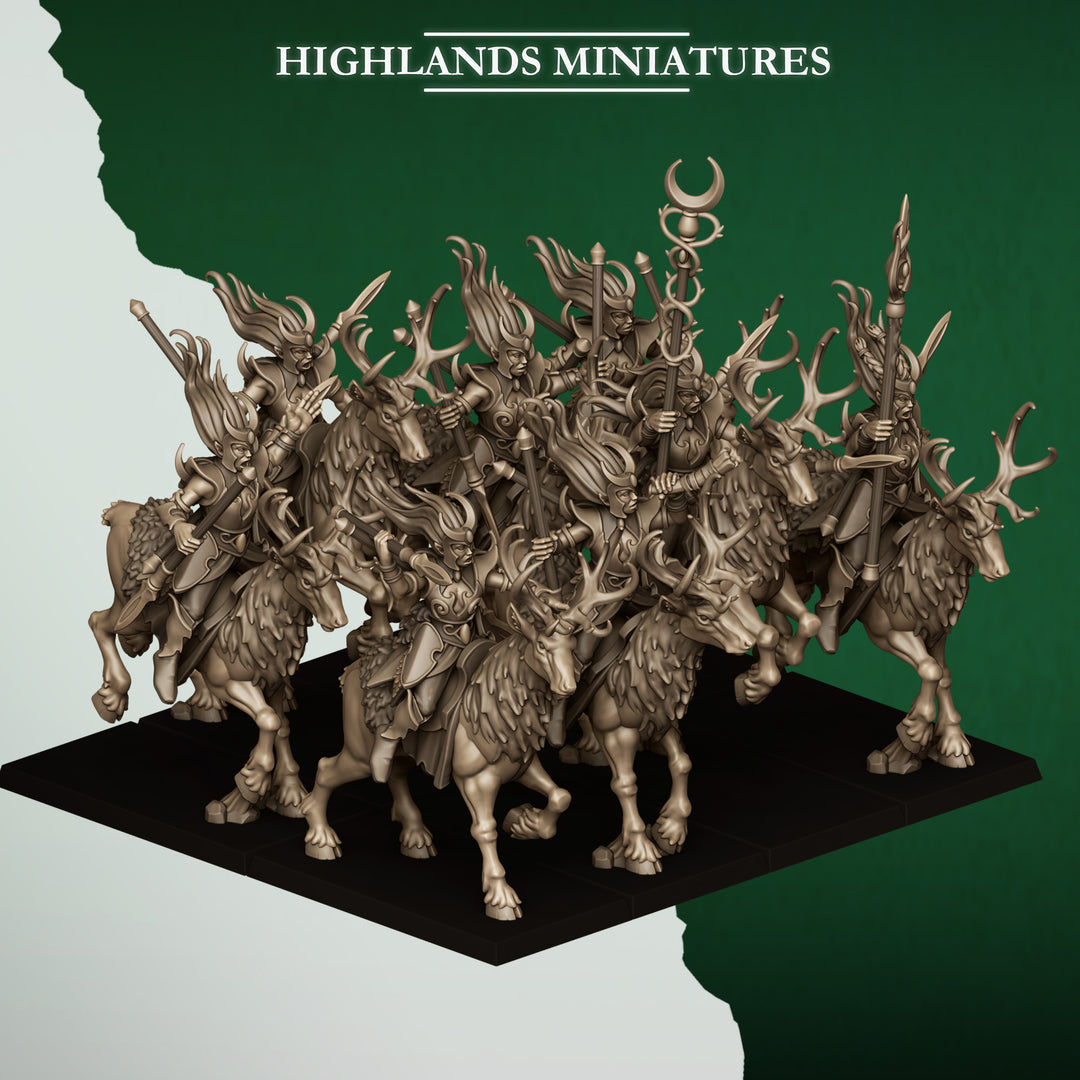 Moonlight Sisters unpainted resin elf miniature by Highlands Miniatures, 28-32mm DnD tabletop model.