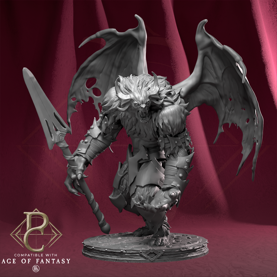 Zhaelor, the Ashbound Devourer unpainted resin demon miniature by Parasite Collectibles, 28-32mm DnD tabletop model.