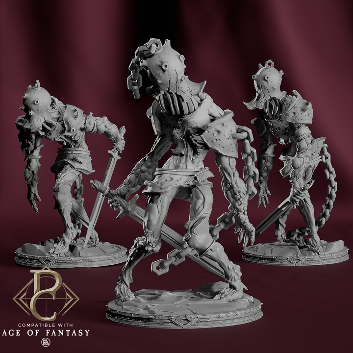 Chainbound Ascendants unpainted resin fantasy miniature by Parasite Collectibles, 28-32mm DnD tabletop model.