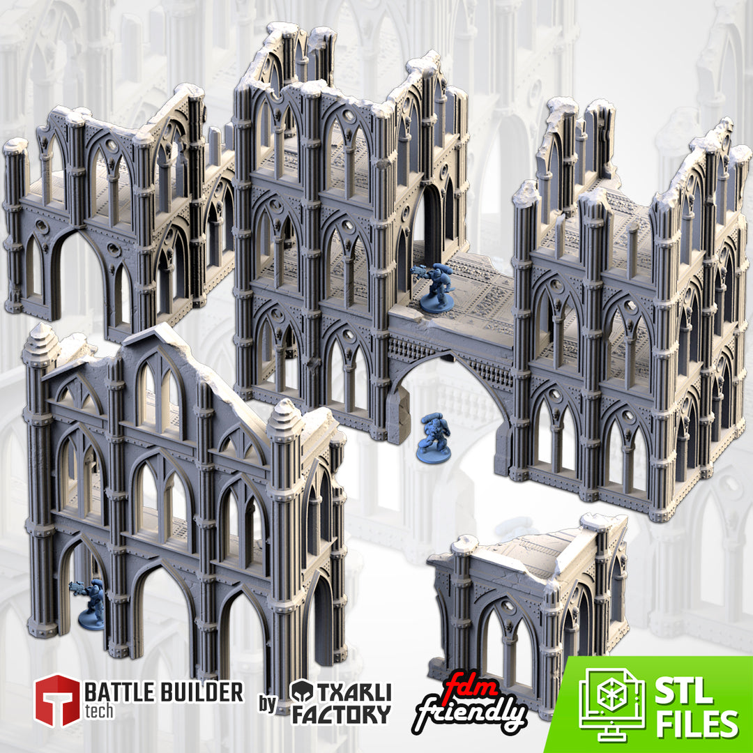 Cathedral Ruins - Terrain Set tabletop terrain piece by Txarli Factory, 28-32mm wargaming scenery.