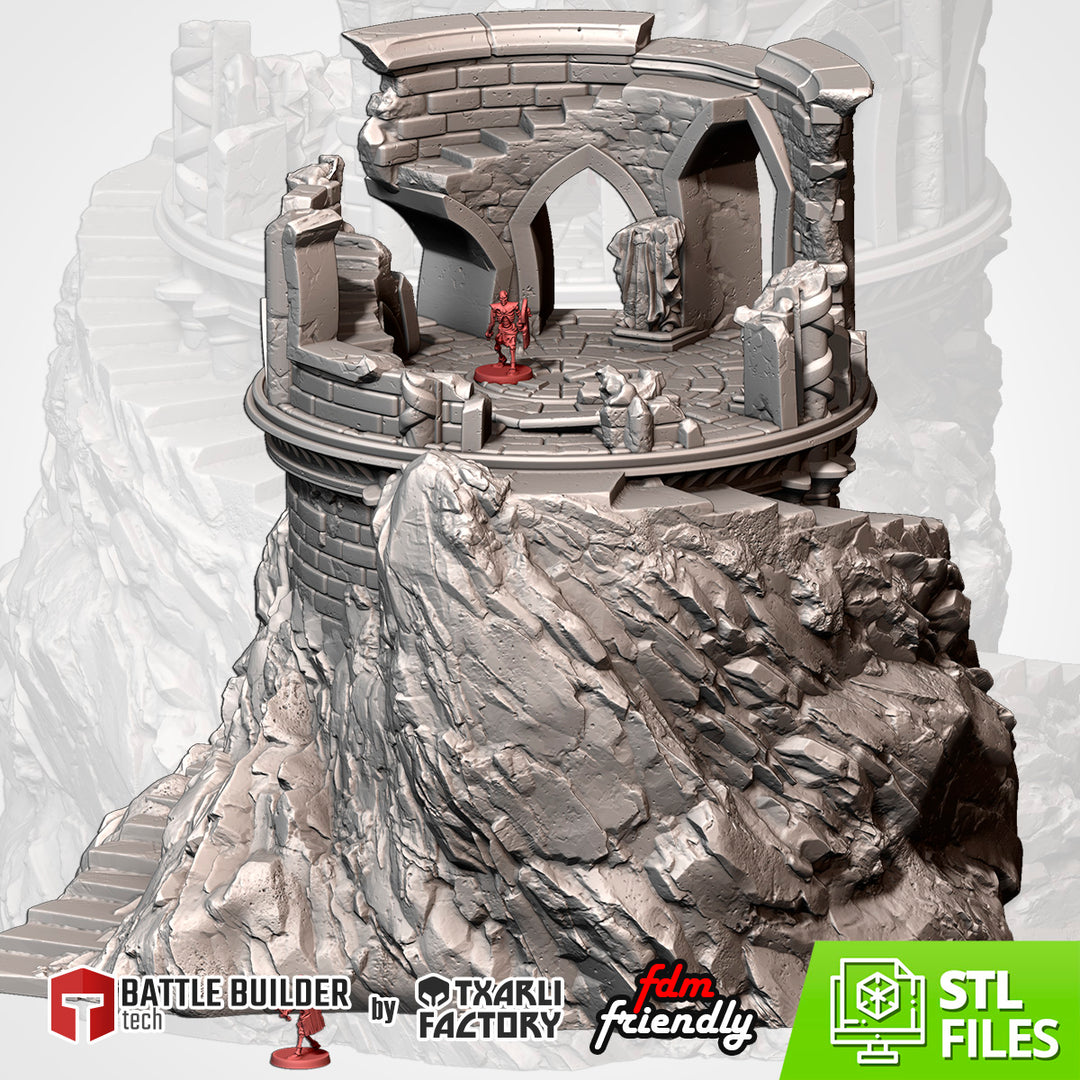 Ruins on the Mountain - Fantasy Terrain Set tabletop terrain piece by Txarli Factory, 28-32mm wargaming scenery.
