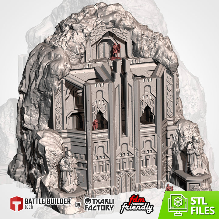 The Isolated Mountain - Dwarven Terrain Set tabletop terrain piece by Txarli Factory, 28-32mm wargaming scenery.