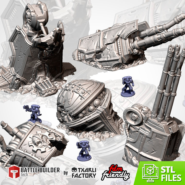 Destroyed Mega Titan - Complete Sci-Fi Terrain Set tabletop terrain piece by Txarli Factory, 28-32mm wargaming scenery.