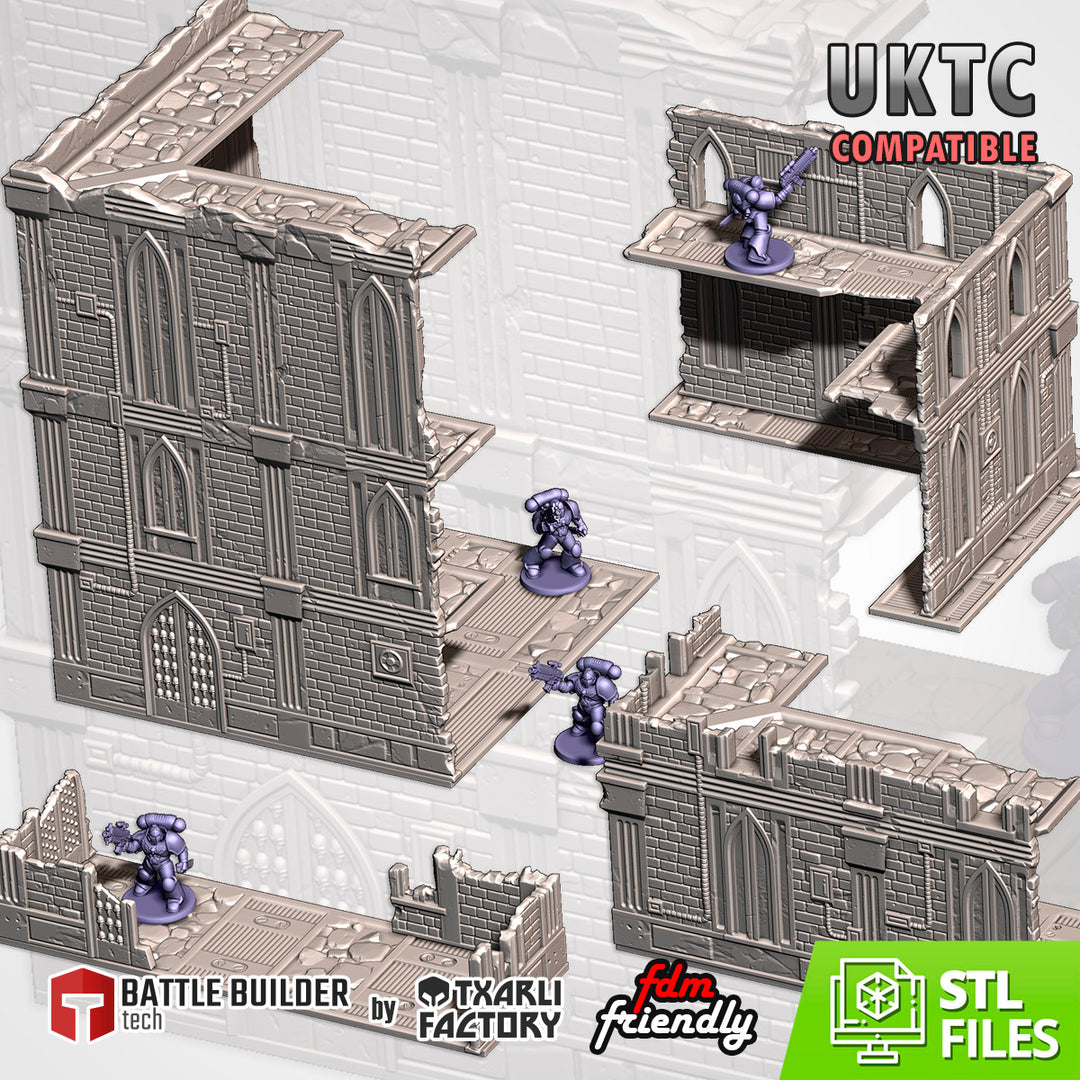 Catherdal Ruins UKTC - Complete Set tabletop terrain piece by Txarli Factory, 28-32mm wargaming scenery.