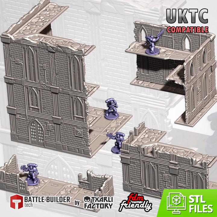 Catherdal Ruins UKTC - Complete Set tabletop terrain piece by Txarli Factory, 28-32mm wargaming scenery.