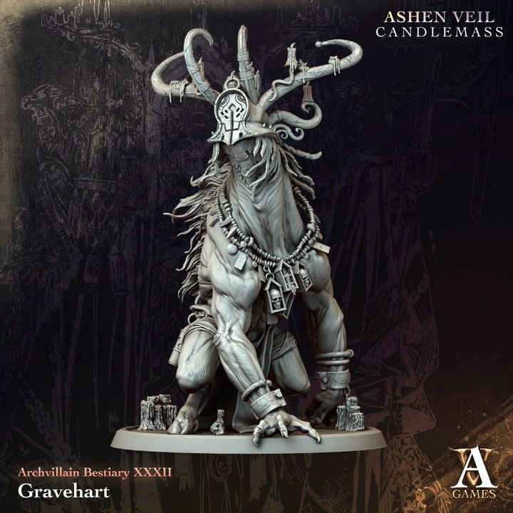 Graveheart unpainted resin undead miniature by Archvillain Games, 28-32mm DnD tabletop model.