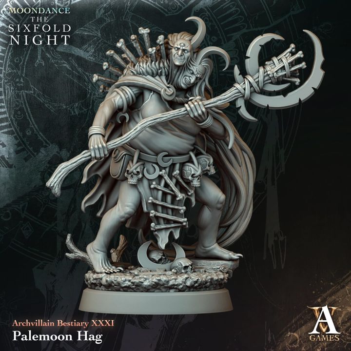 Palemoon Hag unpainted resin fantasy miniature by Archvillain Games, 28-32mm DnD tabletop model.