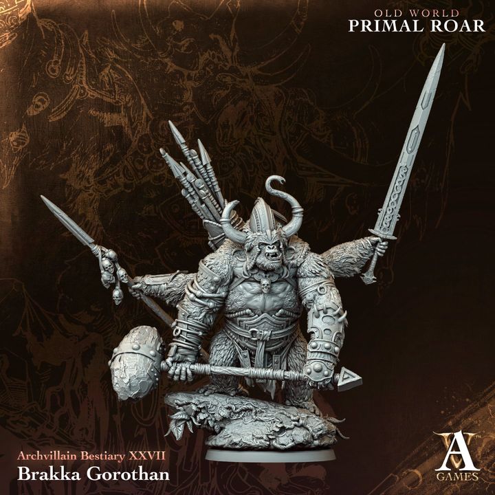 Brakka Gorothan unpainted resin fantasy miniature by Archvillain Games, 28-32mm DnD tabletop model.