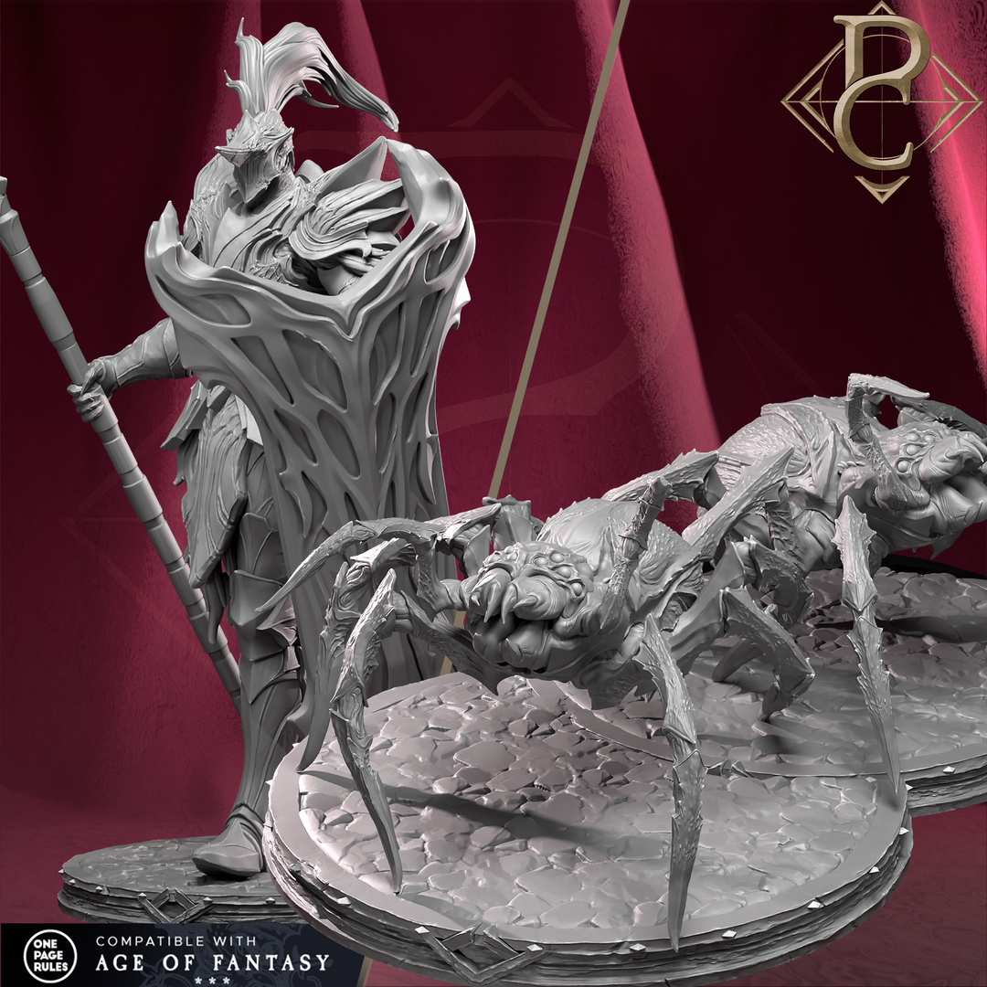 Riteris Spiderbrood unpainted resin character miniature by Parasite Collectibles, 28-32mm DnD tabletop model.