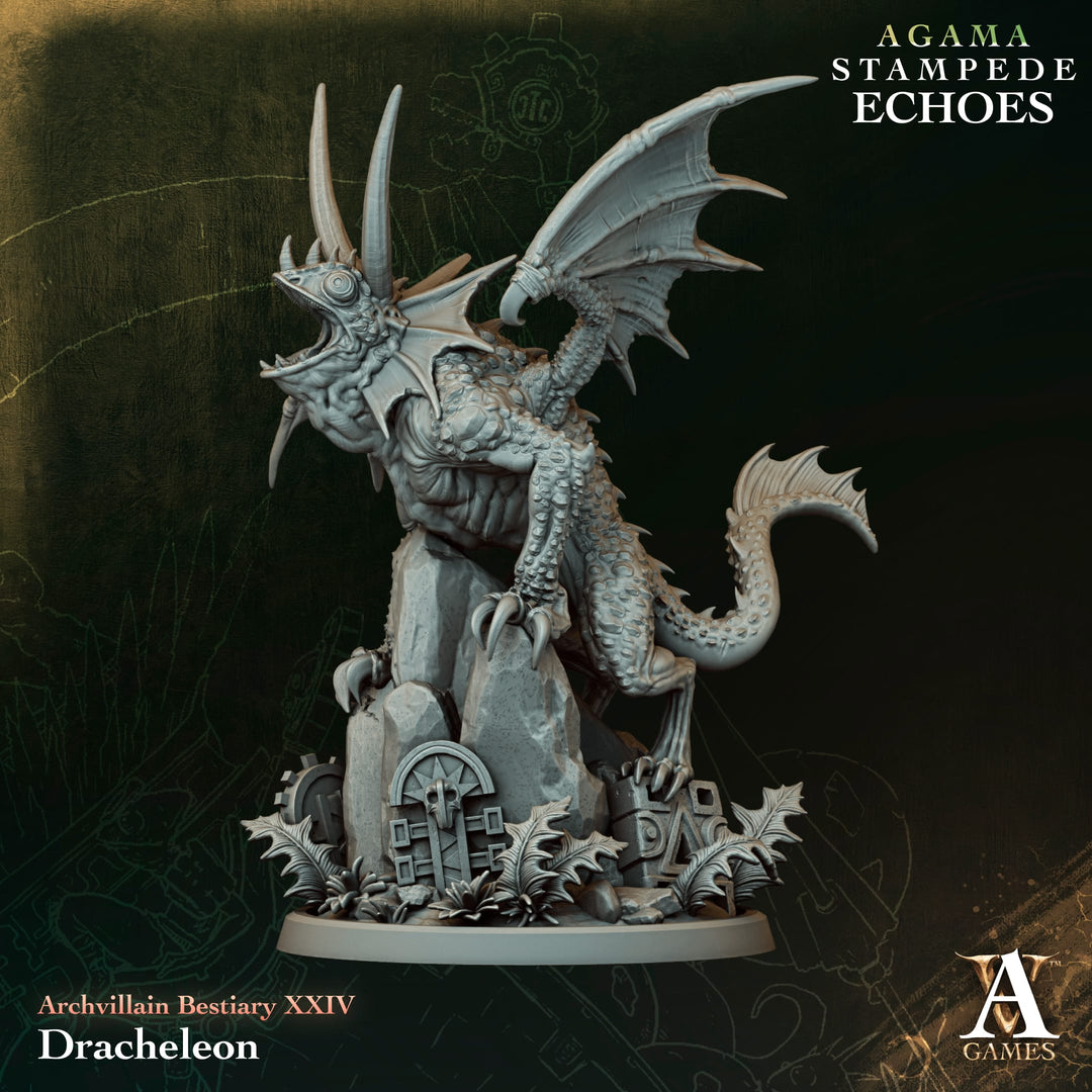 Dracheleon unpainted resin fantasy miniature by Archvillain Games, 28-32mm DnD tabletop model.