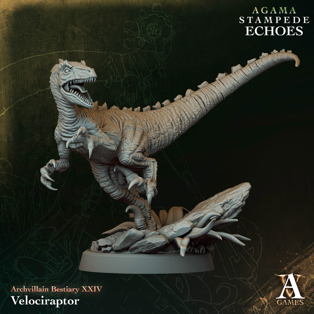 Velociraptor - Dino unpainted resin lizardfolk miniature by Archvillain Games, 28-32mm DnD tabletop model.