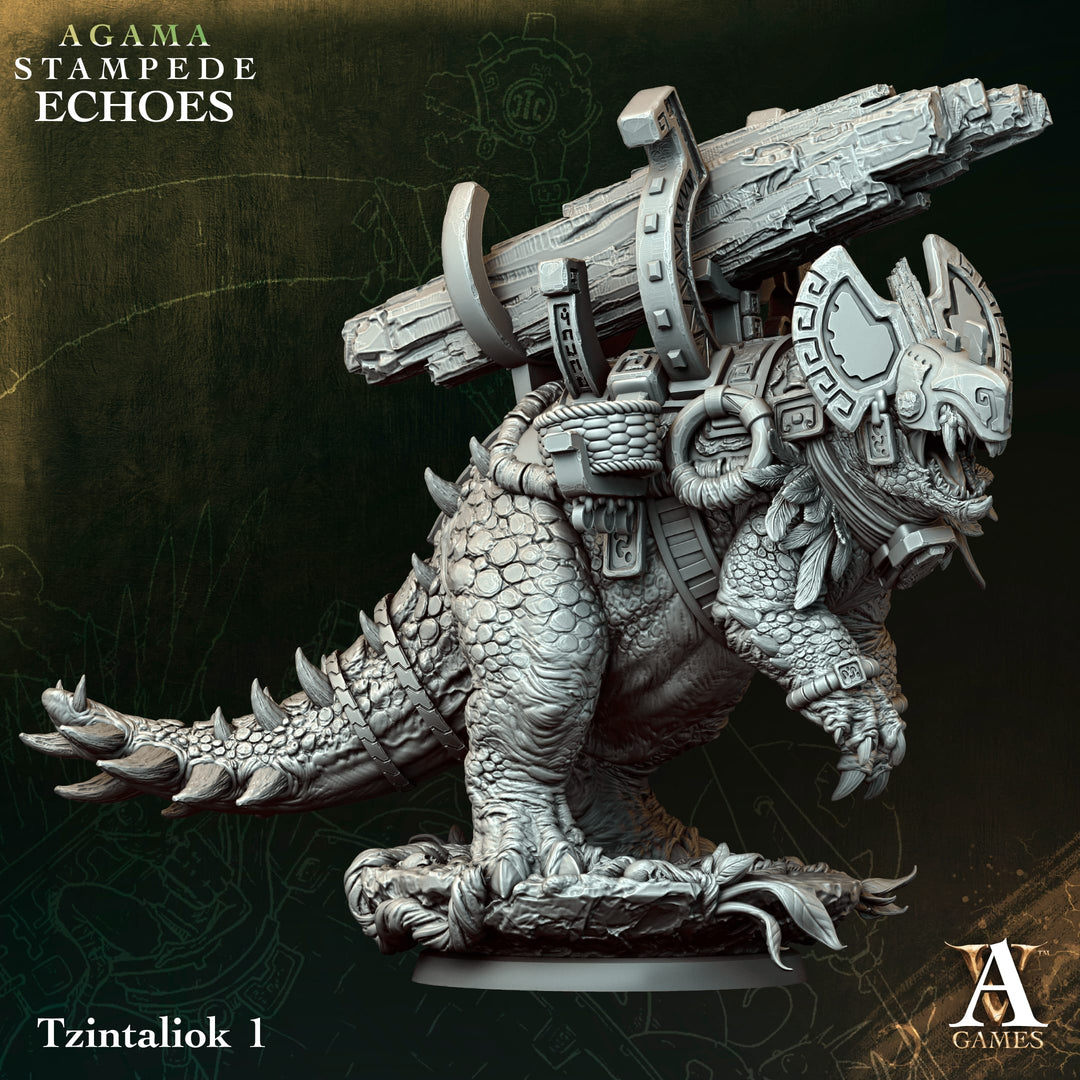 Tzintaliok unpainted resin lizardfolk miniature by Archvillain Games, 28-32mm DnD tabletop model.