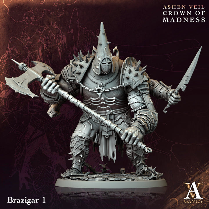 Brazigar unpainted resin character miniature by Archvillain Games, 28-32mm DnD tabletop model.