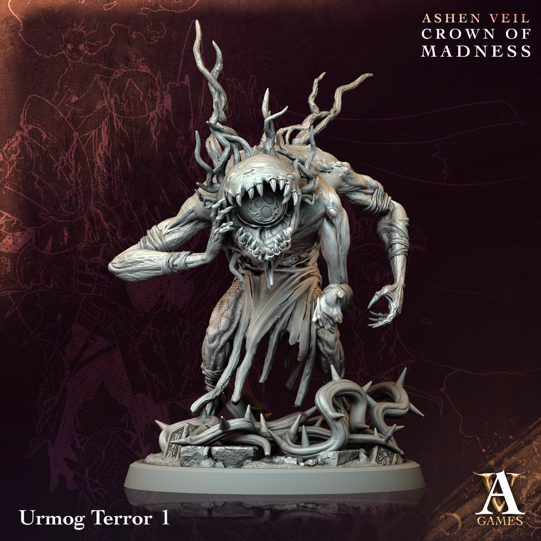 Urmog Terror unpainted resin fantasy miniature by Archvillain Games, 28-32mm DnD tabletop model.