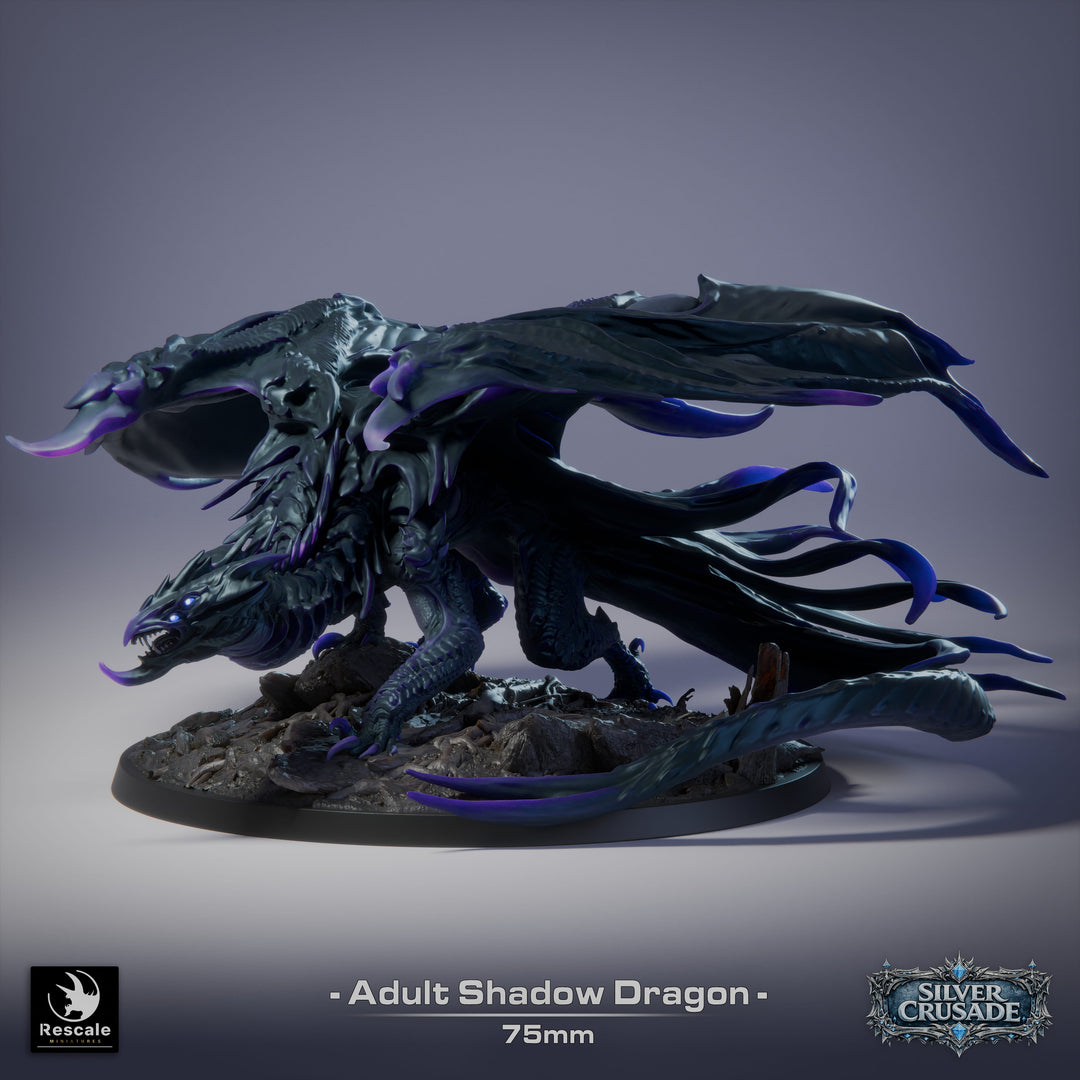 Shadow Dragon unpainted resin dragon centerpiece miniature by Rescale Miniatures, 28-32mm DnD tabletop model.