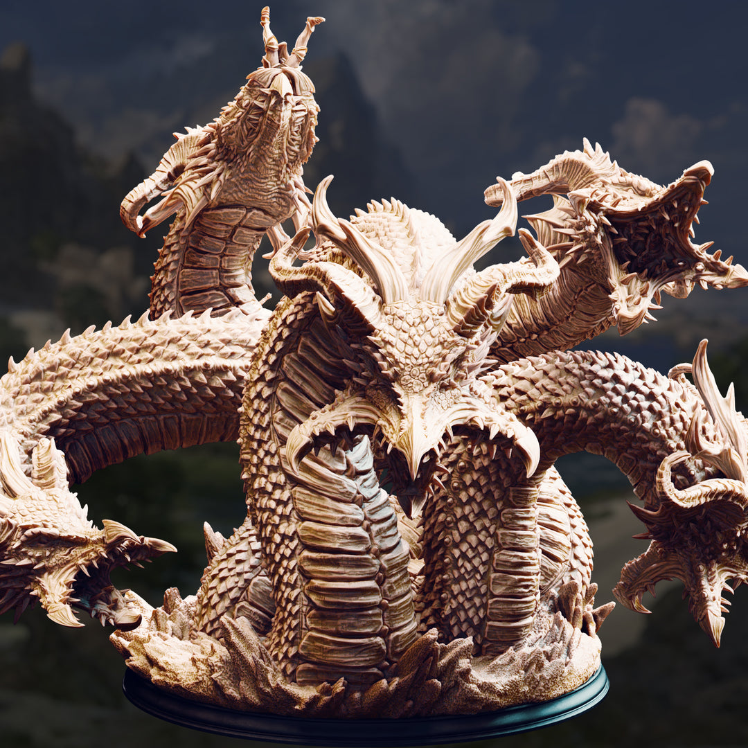 Hydra of the Shifting Dunes - Algaira unpainted resin fantasy centerpiece miniature by DM Stash, 28-32mm DnD tabletop model.