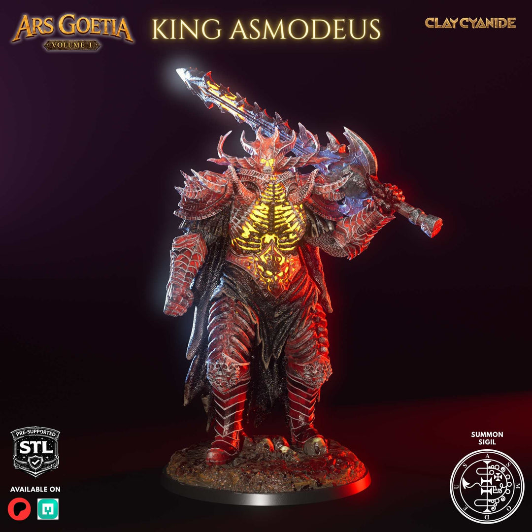 King Asmodeus unpainted resin demon miniature by Clay Cyanide, 28-32mm DnD tabletop model.