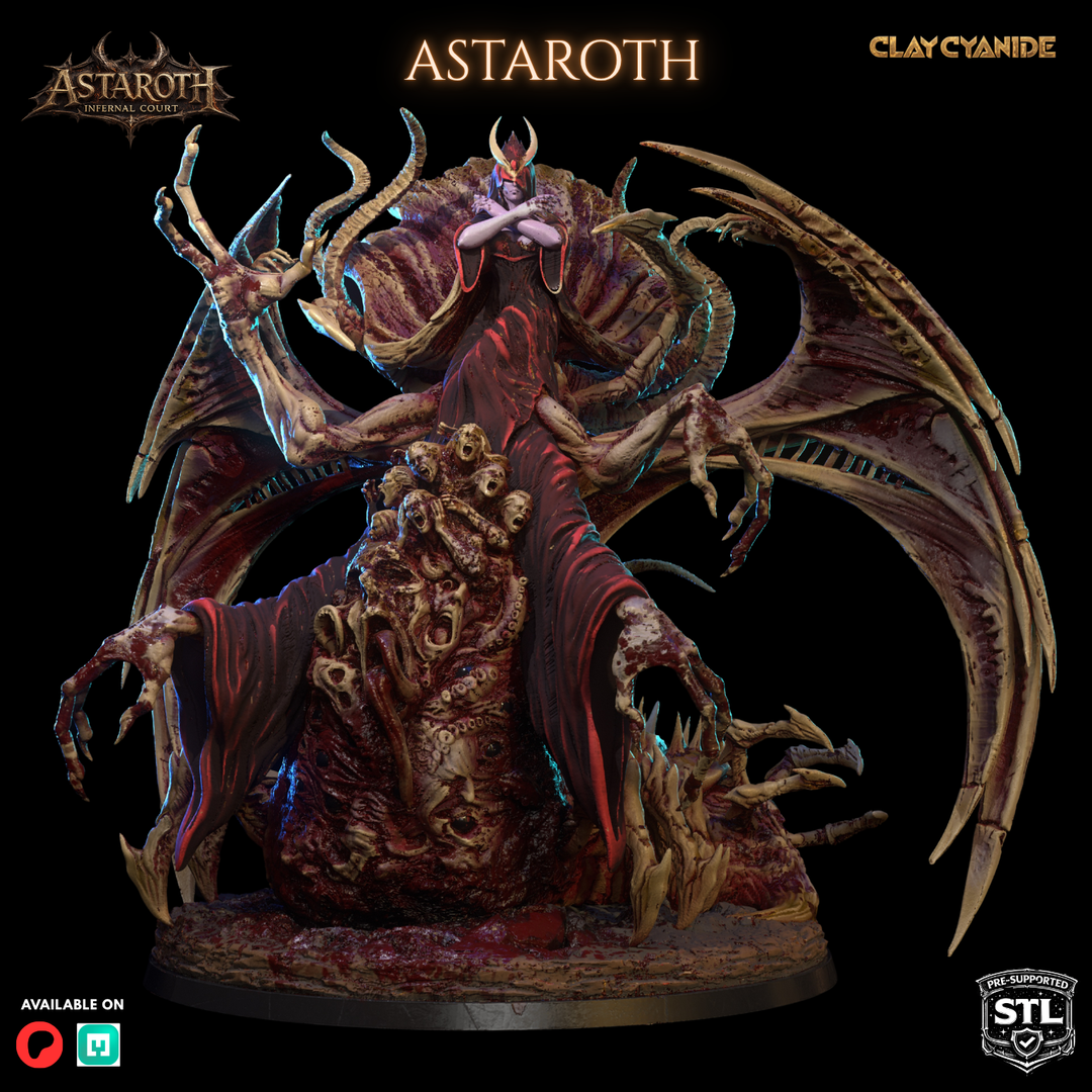 Astaroth unpainted resin monster centerpiece miniature by Clay Cyanide, 28-32mm DnD tabletop model.