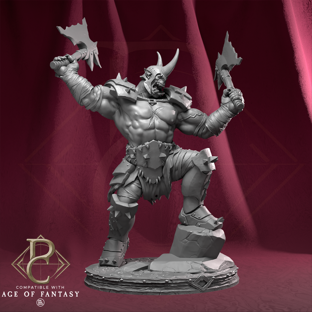 Gorgrash the Ripper unpainted resin orc miniature by Parasite Collectibles, 28-32mm DnD tabletop model.