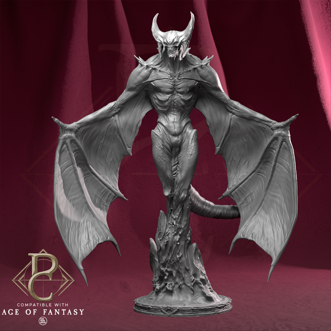 Maeroth, Wing of Torment unpainted resin character miniature by Parasite Collectibles, 28-32mm DnD tabletop model.