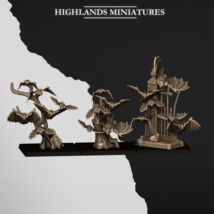 Bat Swarms unpainted resin vampire miniature by Highlands Miniatures, 28-32mm DnD tabletop model.