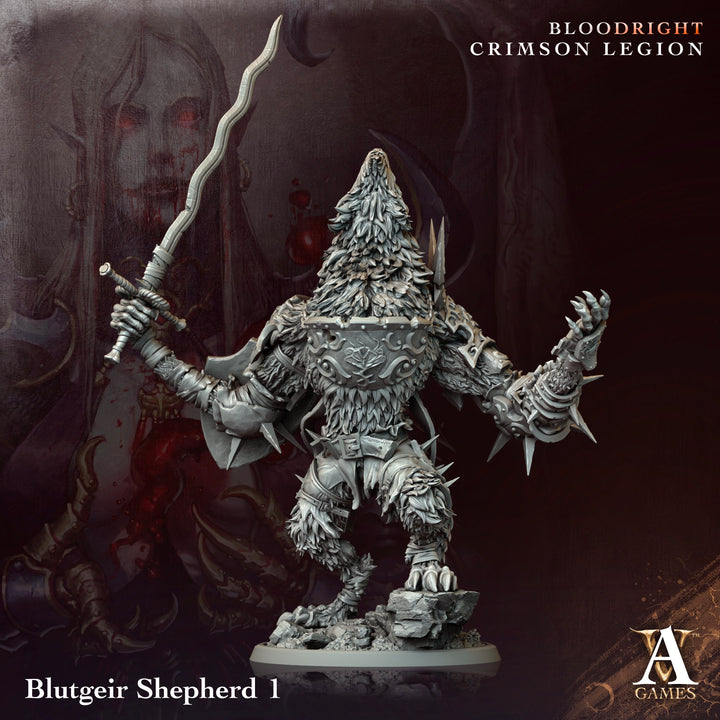Blutgeir Sheperd unpainted resin fantasy miniature by Archvillain Games, 28-32mm DnD tabletop model.