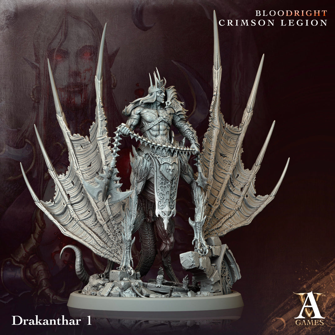 Drakanthar unpainted resin fantasy miniature by Archvillain Games, 28-32mm DnD tabletop model.