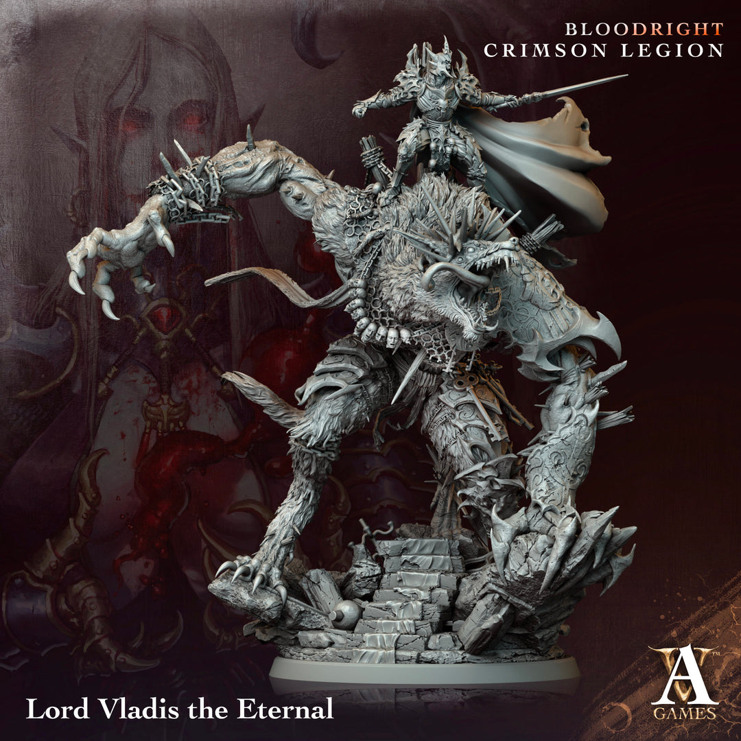Lord Vladis - The Eternal unpainted resin fantasy centerpiece miniature by Archvillain Games, 28-32mm DnD tabletop model.