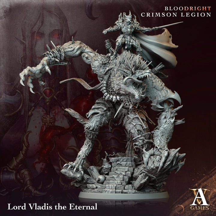Lord Vladis - The Eternal unpainted resin fantasy centerpiece miniature by Archvillain Games, 28-32mm DnD tabletop model.