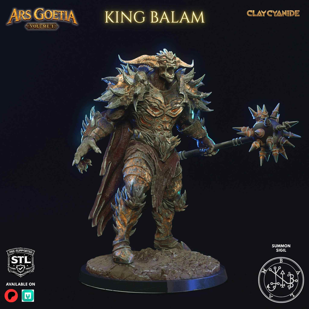 King Balam unpainted resin demon miniature by Clay Cyanide, 28-32mm DnD tabletop model.