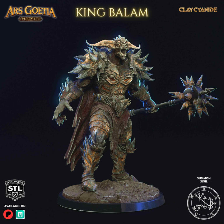 King Balam unpainted resin demon miniature by Clay Cyanide, 28-32mm DnD tabletop model.