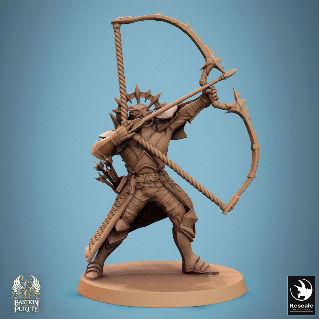 Aeterna Infantry - Ranged unpainted resin character miniature by Rescale Miniatures, 28-32mm DnD tabletop model.