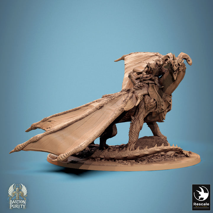 Dragon Watching unpainted resin dragon miniature by Rescale Miniatures, 28-32mm DnD tabletop model.