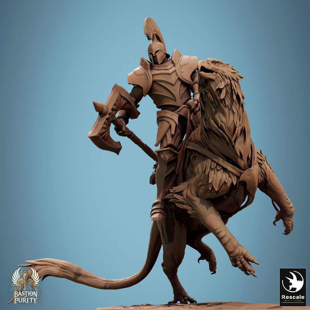 Gryph Riders unpainted resin character miniature by Rescale Miniatures, 28-32mm DnD tabletop model.