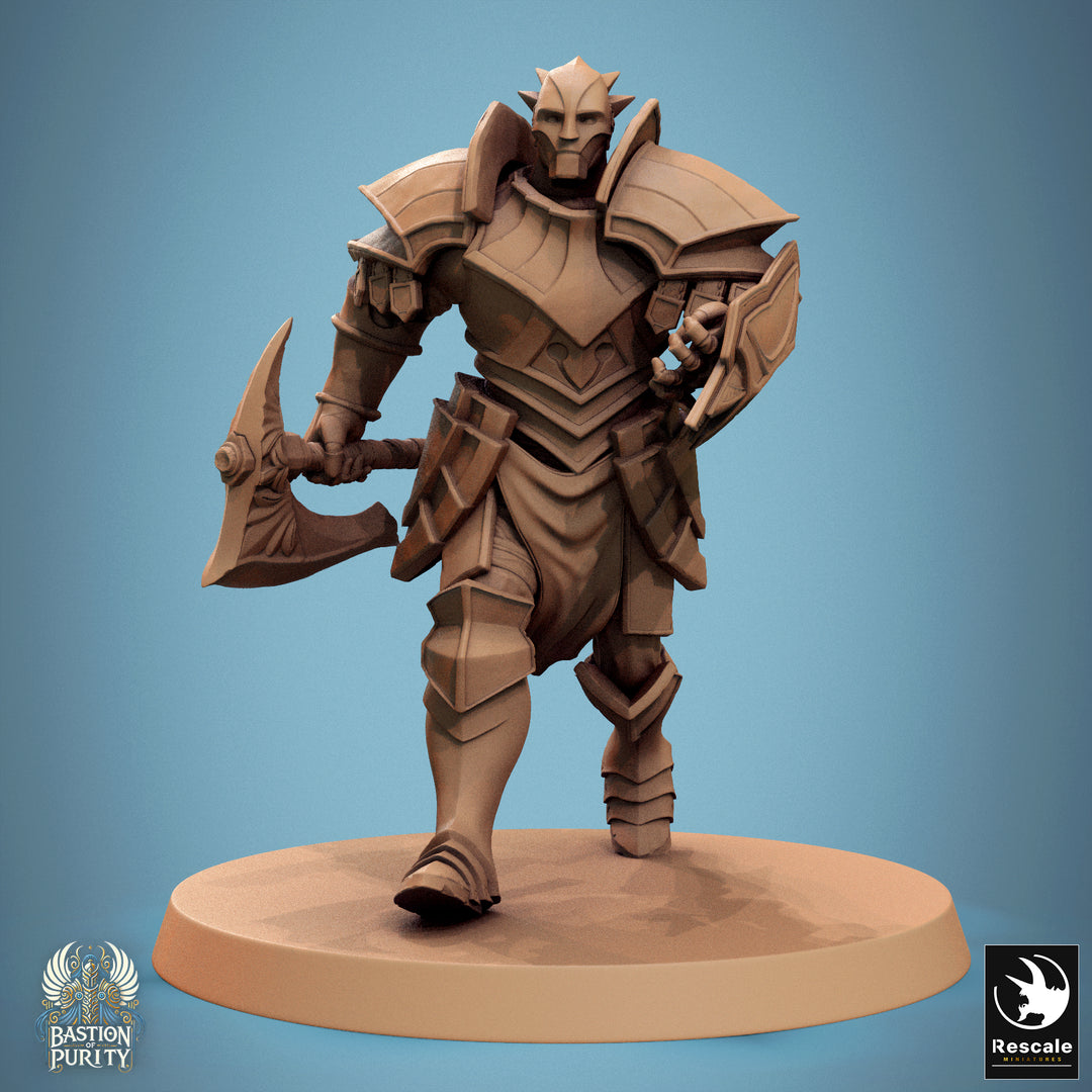 Aeterna Infantry - Warriors unpainted resin warrior miniature by Rescale Miniatures, 28-32mm DnD tabletop model.