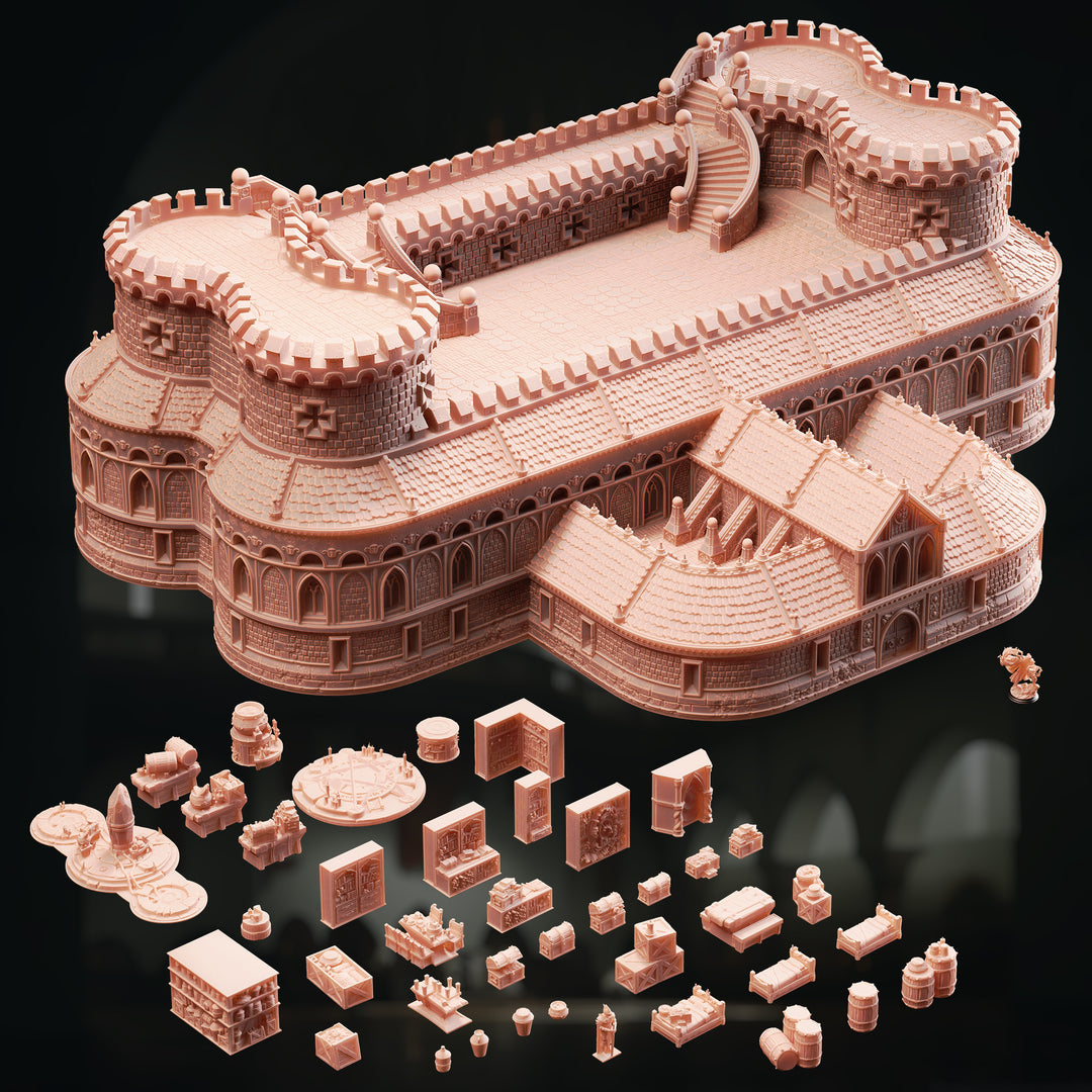 Wizard's Castle Playable Terrain Set tabletop terrain piece by DM Stash, 28-32mm wargaming scenery.