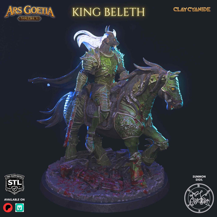 King Beleth unpainted resin demon miniature by Clay Cyanide, 28-32mm DnD tabletop model.