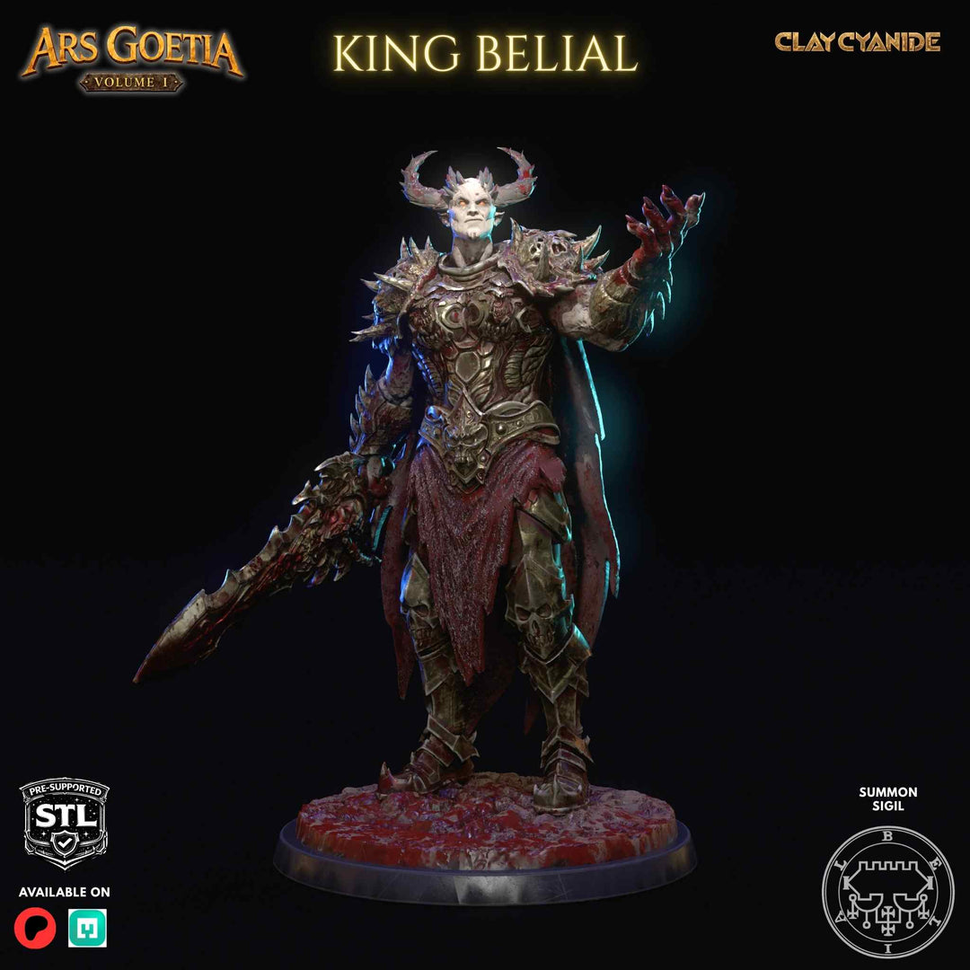 King Belial unpainted resin demon miniature by Clay Cyanide, 28-32mm DnD tabletop model.