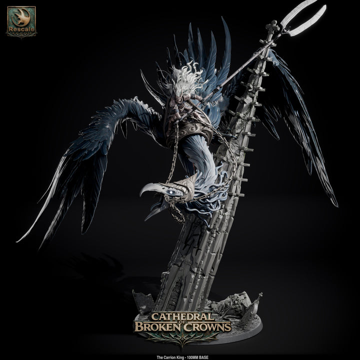 The Carrion King unpainted resin fantasy centerpiece miniature by Rescale Miniatures, 28-32mm DnD tabletop model.