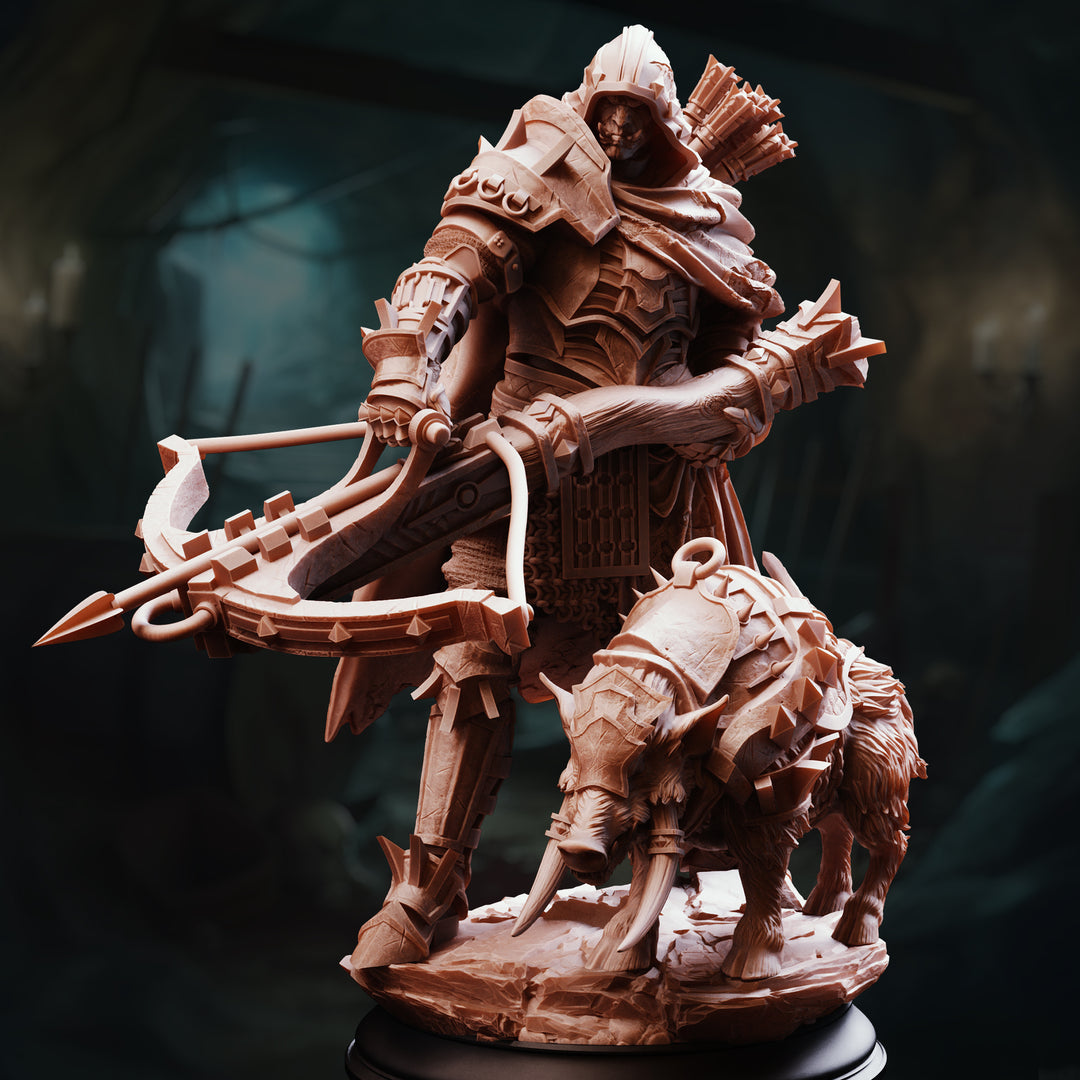 Orc Beastmaster - Brox unpainted resin orc miniature by DM Stash, 28-32mm DnD tabletop model.
