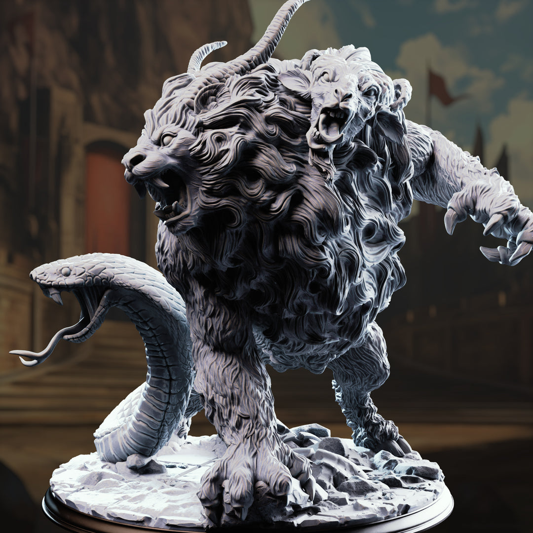 Chimera of the Plains - Capricalion unpainted resin fantasy miniature by DM Stash, 28-32mm DnD tabletop model.