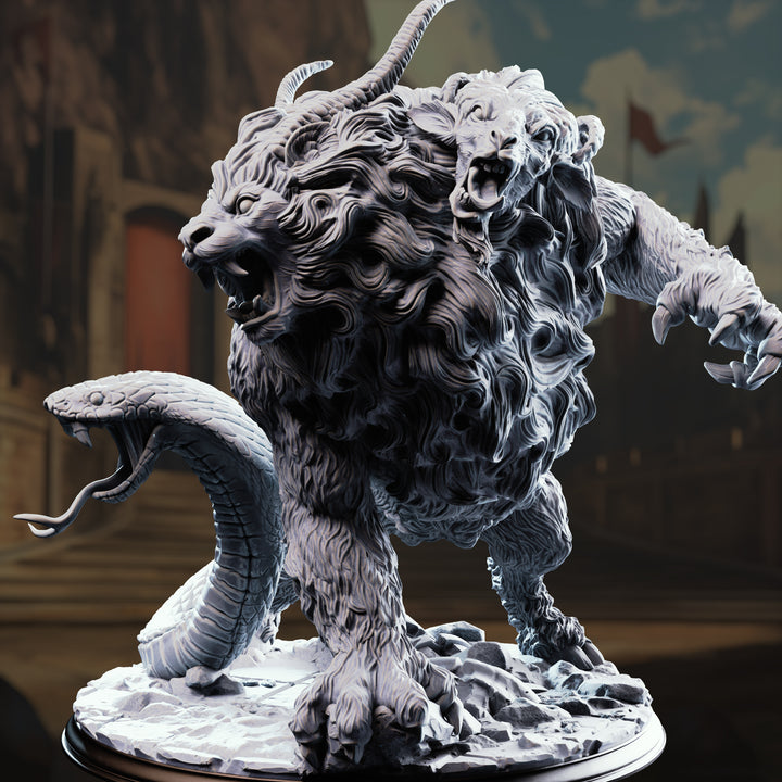 Chimera of the Plains - Capricalion unpainted resin fantasy miniature by DM Stash, 28-32mm DnD tabletop model.