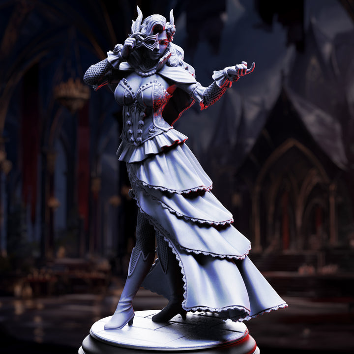 Vampire Courtesan - Carmine Duvall unpainted resin character miniature by DM Stash, 28-32mm DnD tabletop model.