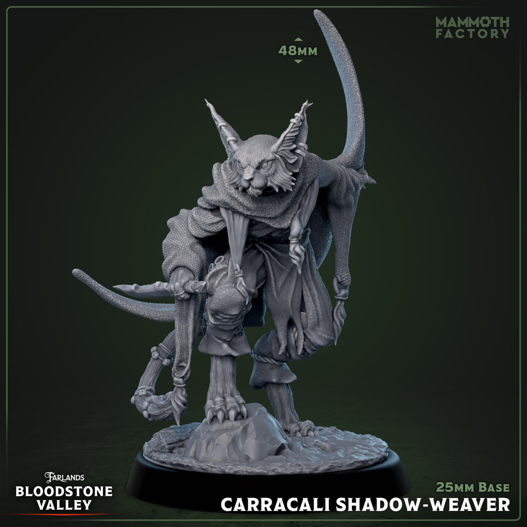 Carracali Shadow-Weaver unpainted resin fantasy miniature by Mammoth Factory, 28-32mm DnD tabletop model.