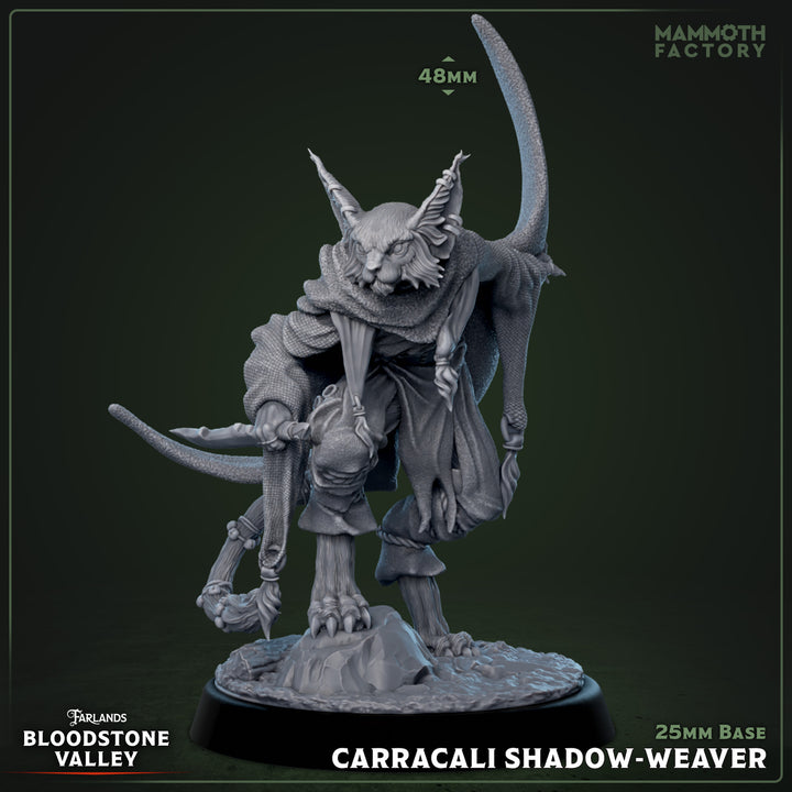Carracali Shadow-Weaver unpainted resin fantasy miniature by Mammoth Factory, 28-32mm DnD tabletop model.