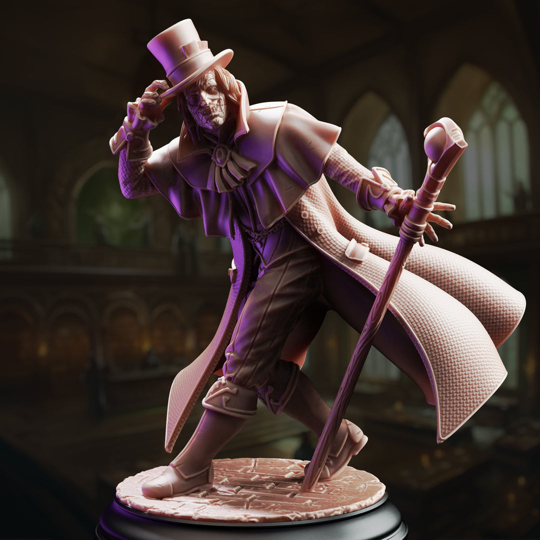 Whimsical Magician - Cobalt Fairfax unpainted resin character miniature by DM Stash, 28-32mm DnD tabletop model.
