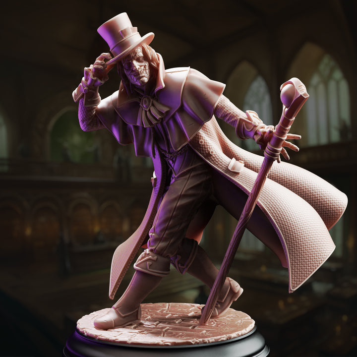 Whimsical Magician - Cobalt Fairfax unpainted resin character miniature by DM Stash, 28-32mm DnD tabletop model.