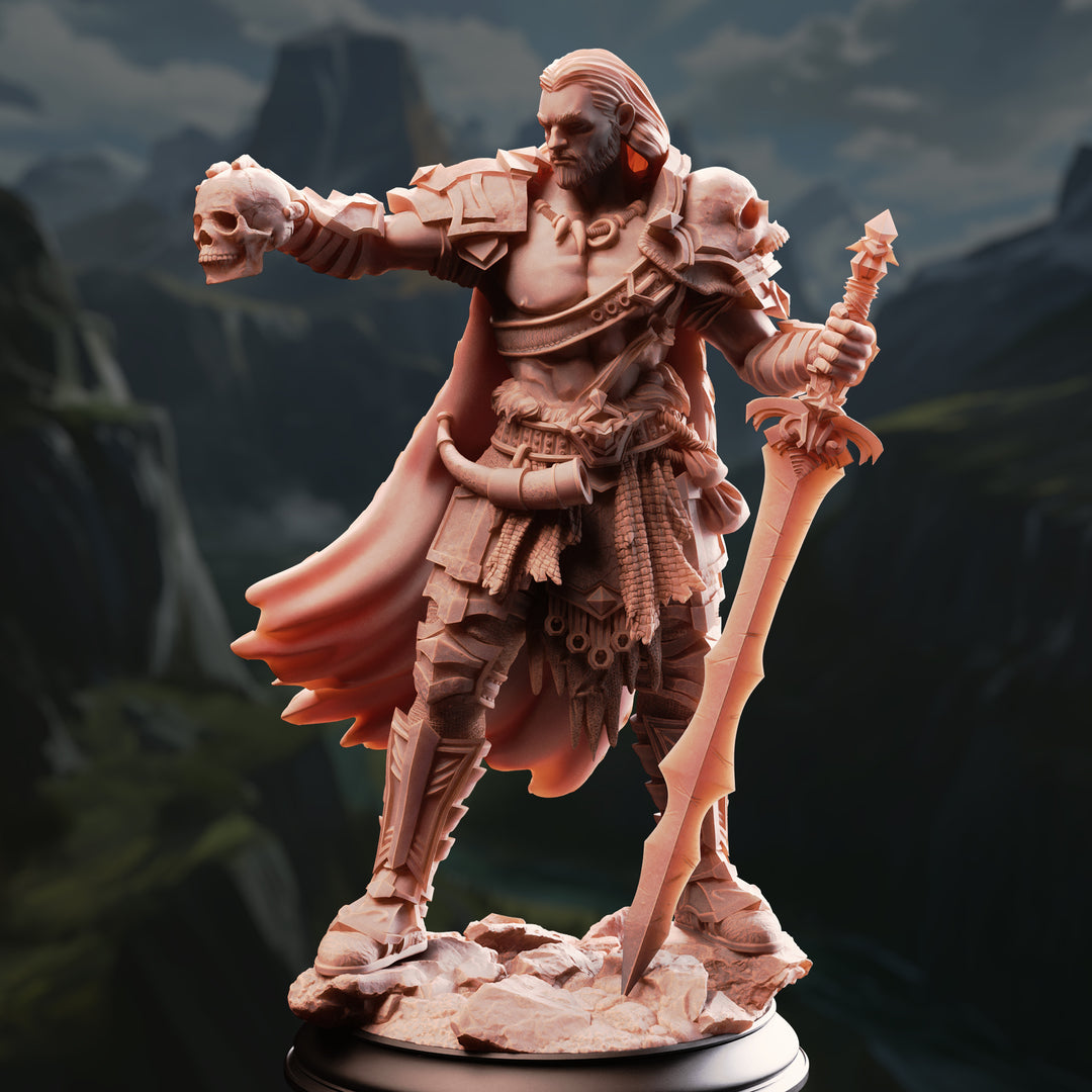 Swordsman of Death - Corsicus unpainted resin character miniature by DM Stash, 28-32mm DnD tabletop model.