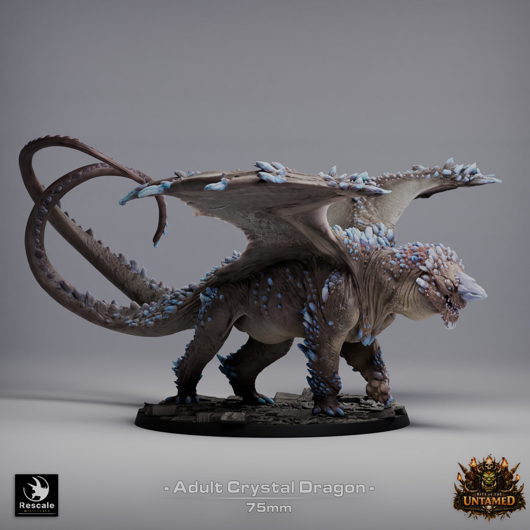 Crystal Dragon unpainted resin dragon centerpiece miniature by Rescale Miniatures, 28-32mm DnD tabletop model.