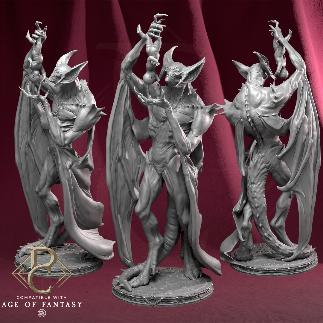 Dravak, WIng of Hunger unpainted resin fantasy miniature by Parasite Collectibles, 28-32mm DnD tabletop model.